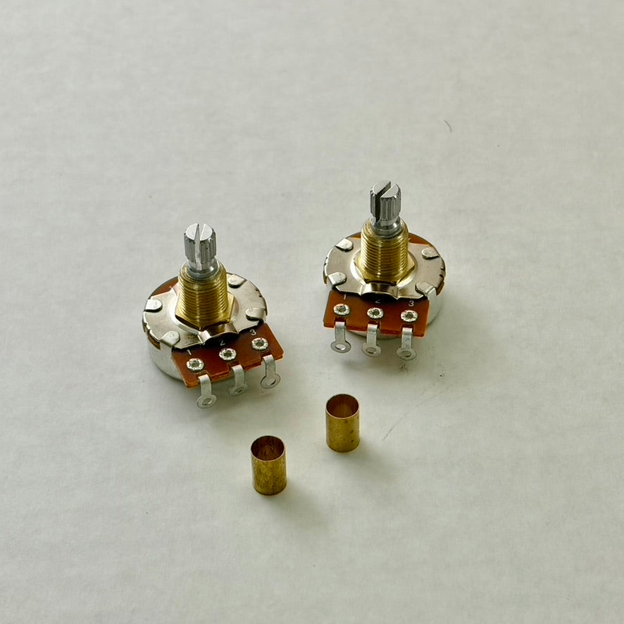 250K Bourns Pots Pro Audio Short Shaft Audio Taper With Pot Sleeves For Telecaster, Set of 2