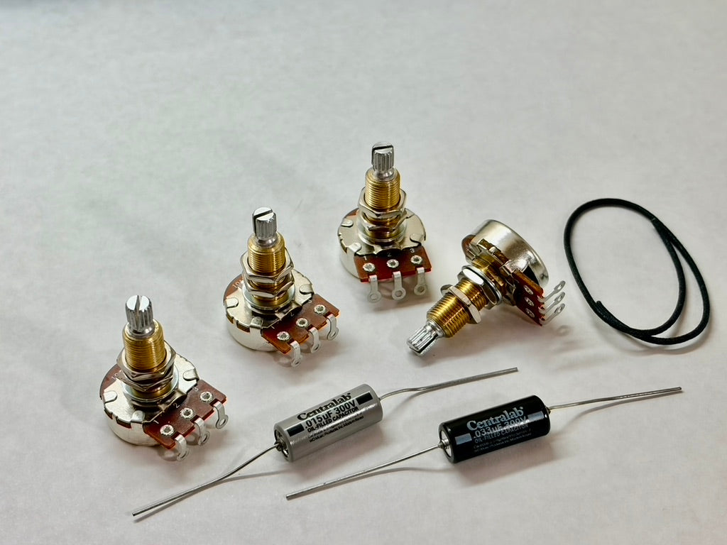Les Paul Wiring Kit - DIY Premium Kit - Long Shaft Pots - PIO Tone Caps