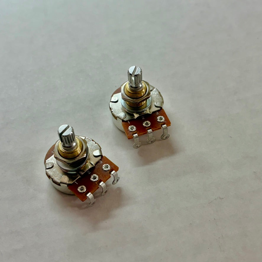 500K Bourns Potentiometers Pro Audio Short Shaft Audio Taper, Set of 2 | Tone Man Guitar