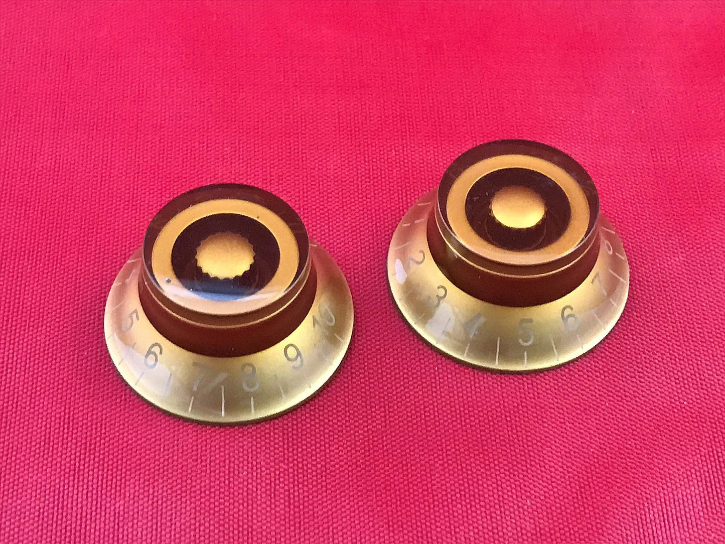Amber Top Hat Bell Knobs Fits Les Paul with Coarse Spline Pots Qty 2 or 4