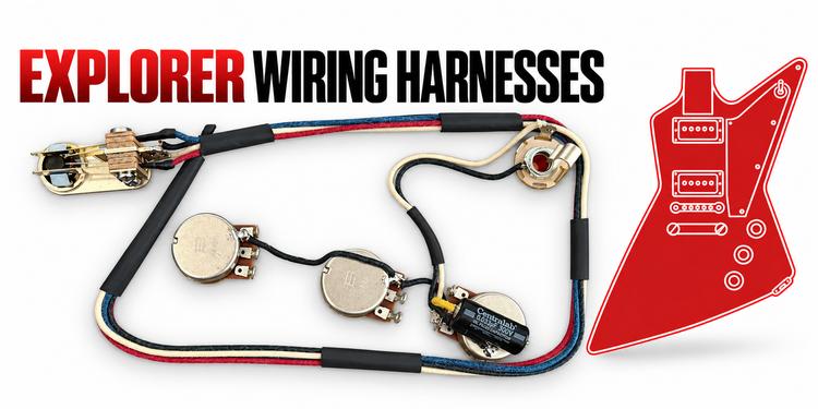 Prewired Explorer harness featuring 500K Bourns pots and Switchcraft toggle switch