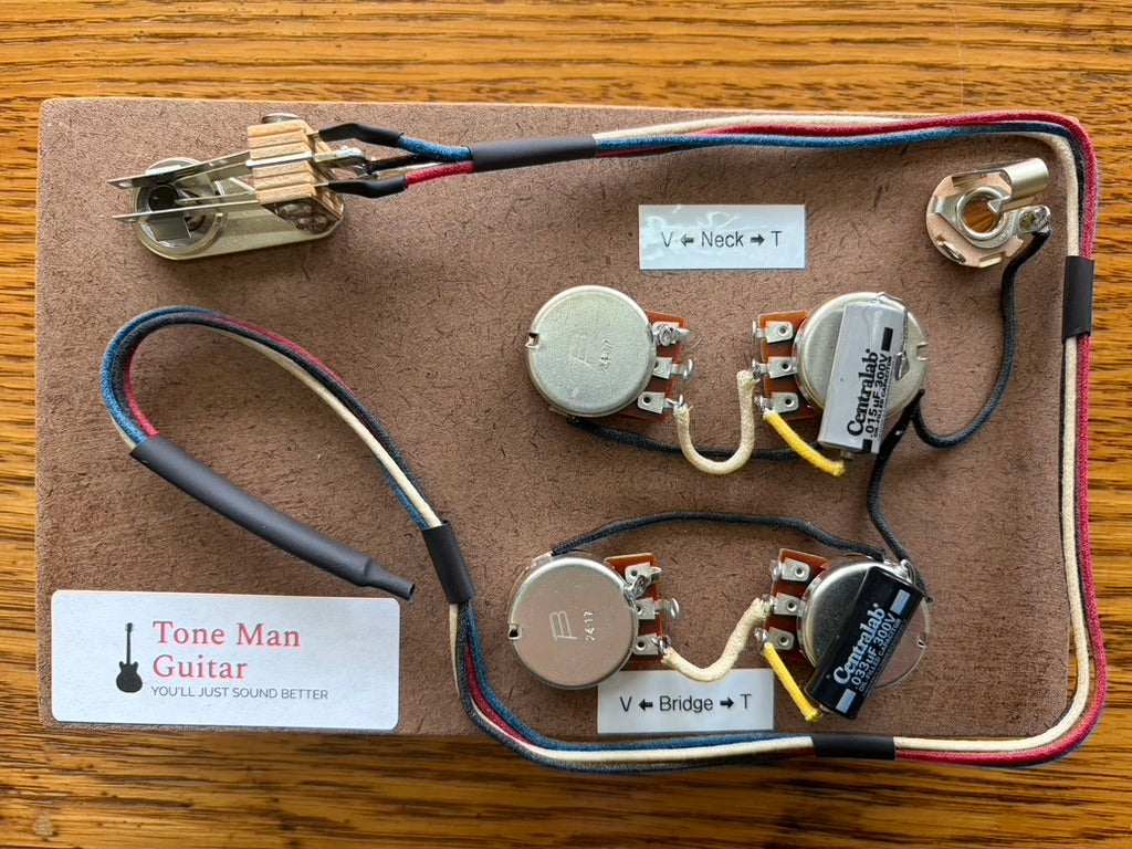 Telecaster Deluxe Wiring harness - Premium Prewired Kit - Paper In Oil Tone Caps