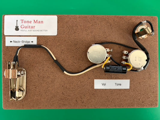 Jazz Master Wiring Harness - Premium Prewired Kit- PIO Tone Caps