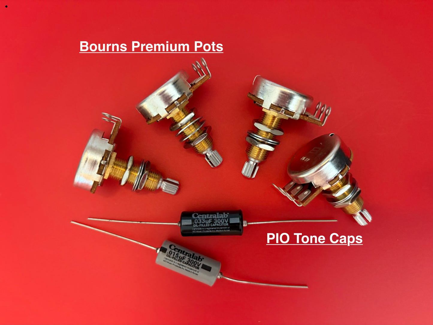 Les Paul Wiring Kit - DIY Premium Components - Short Shaft Pots - PIO Caps