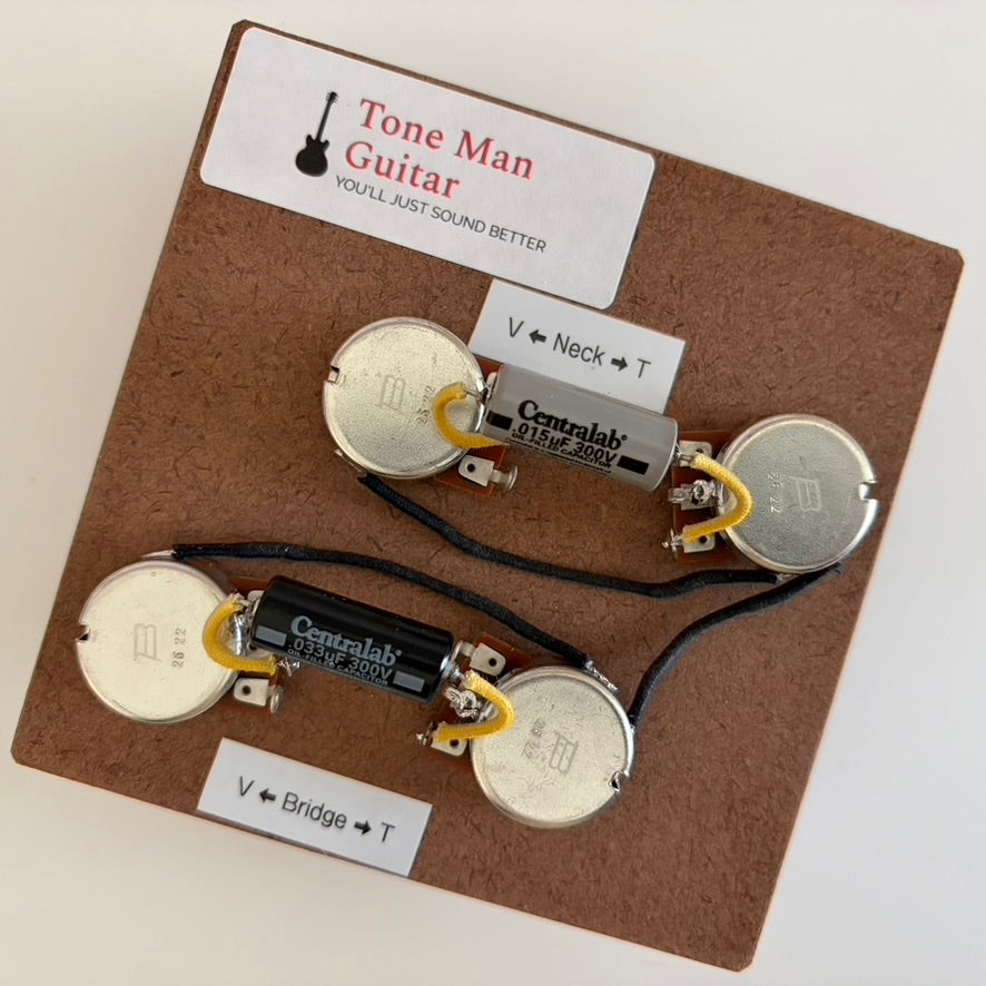 Les Paul Wiring Harness - Premium 59 Prewired Kit - Long Shaft Pots - 50s Wiring