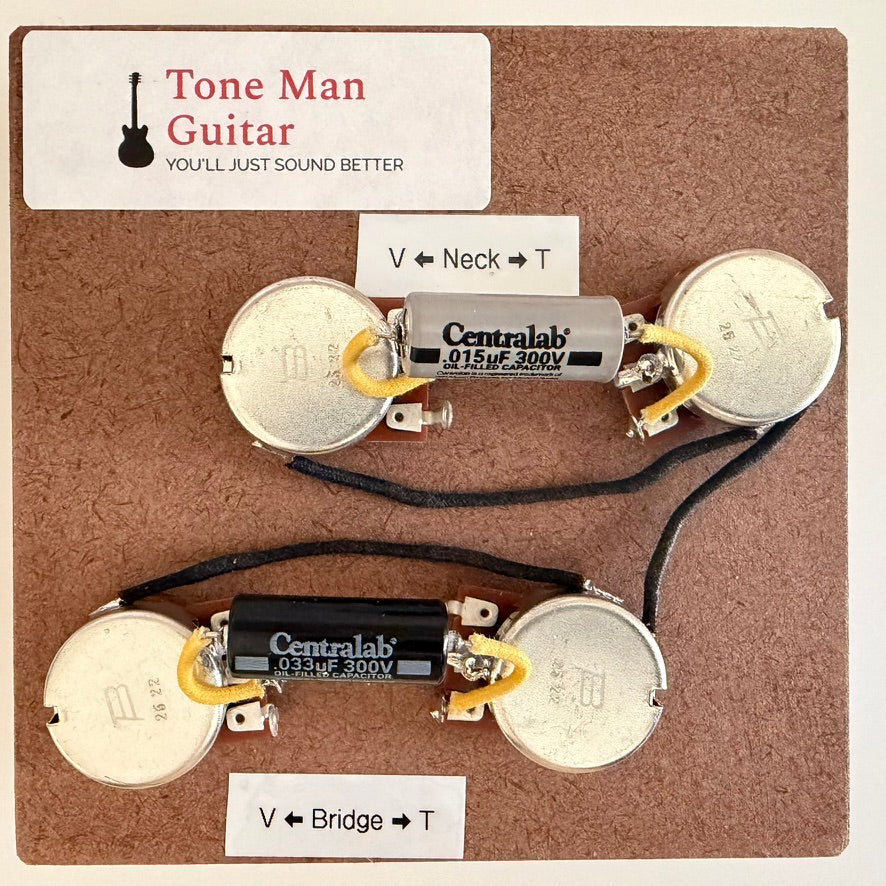 Les Paul Wiring Harness - Premium 59 Prewired Kit - Short Shaft Pots - 50s Wwiring