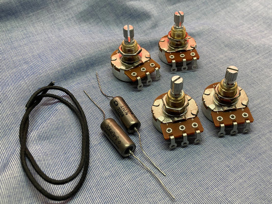 The 59 Les Paul Gibson Epiphone Upgrade Wiring Kit Bourns 500K Short Shaft Pots Vintage Paper In Oil K40Y-9 Tone Caps
