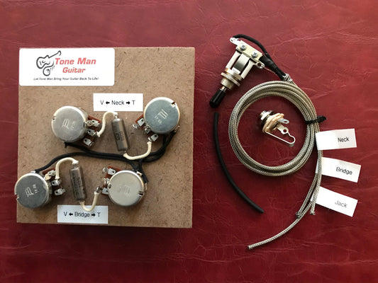 Les Paul Prewired Kit Long Shaft Pots PIO Tone Caps 50s Wiring with 3 Way Switch - Premium 59 Series