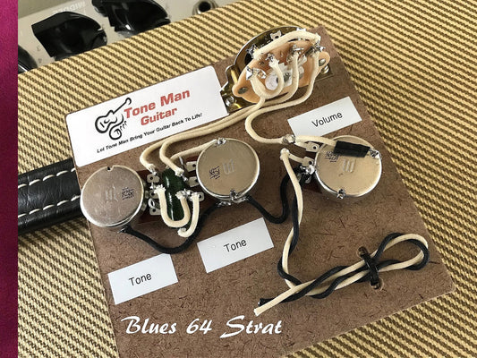 Stratocaster Blues 64 Premium Prewire Paper In Oil Tone Cap Cloth wiring