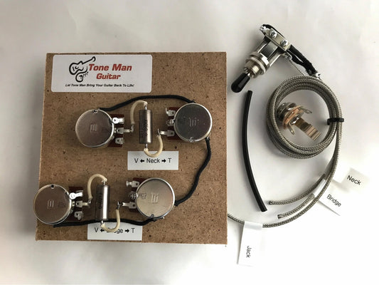 Les Paul Prewired Kit Short Shaft Pots PIO Tone Caps 50s Wiring with 3 Way Switch - Premium 59 Series
