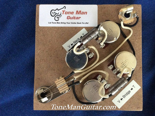 SG Wiring Kit Gibson Epiphone Paper In Oil Tone Caps with 3 Way Switch - Premium 59 Series