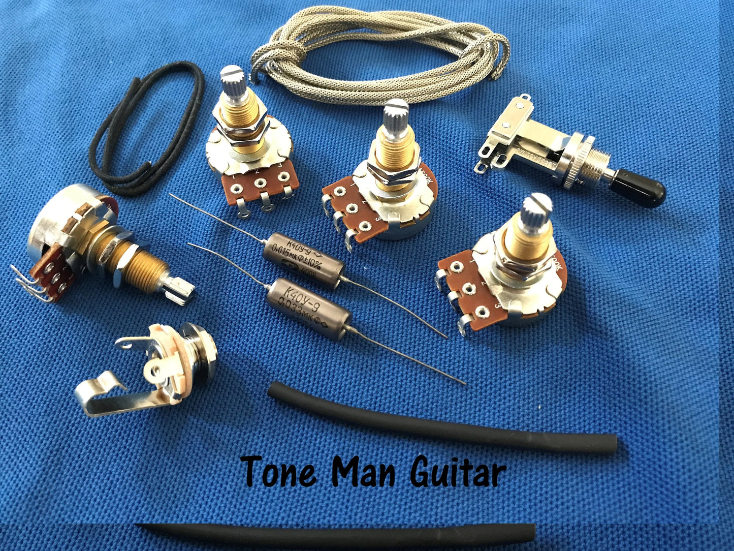 The 59 Gibson Les Paul Upgrade Kit Long Shaft Pots  Vintage PIO K40Y-9 Paper In Oil Tone Caps with Switchcraft 3-Way