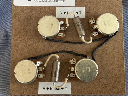 Les Paul Prewired Wiring Kit Long Shaft Pots Paper In Oil Tone Caps 50s Wiring - 59 Premium Series