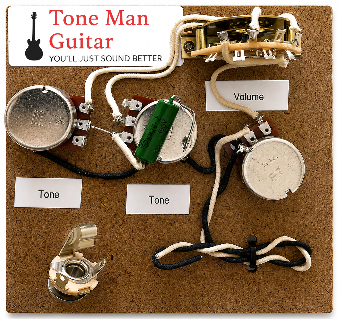 Stratocaster Prewired Wiring Harness (5-Way Switch, .047uF Tone Cap)