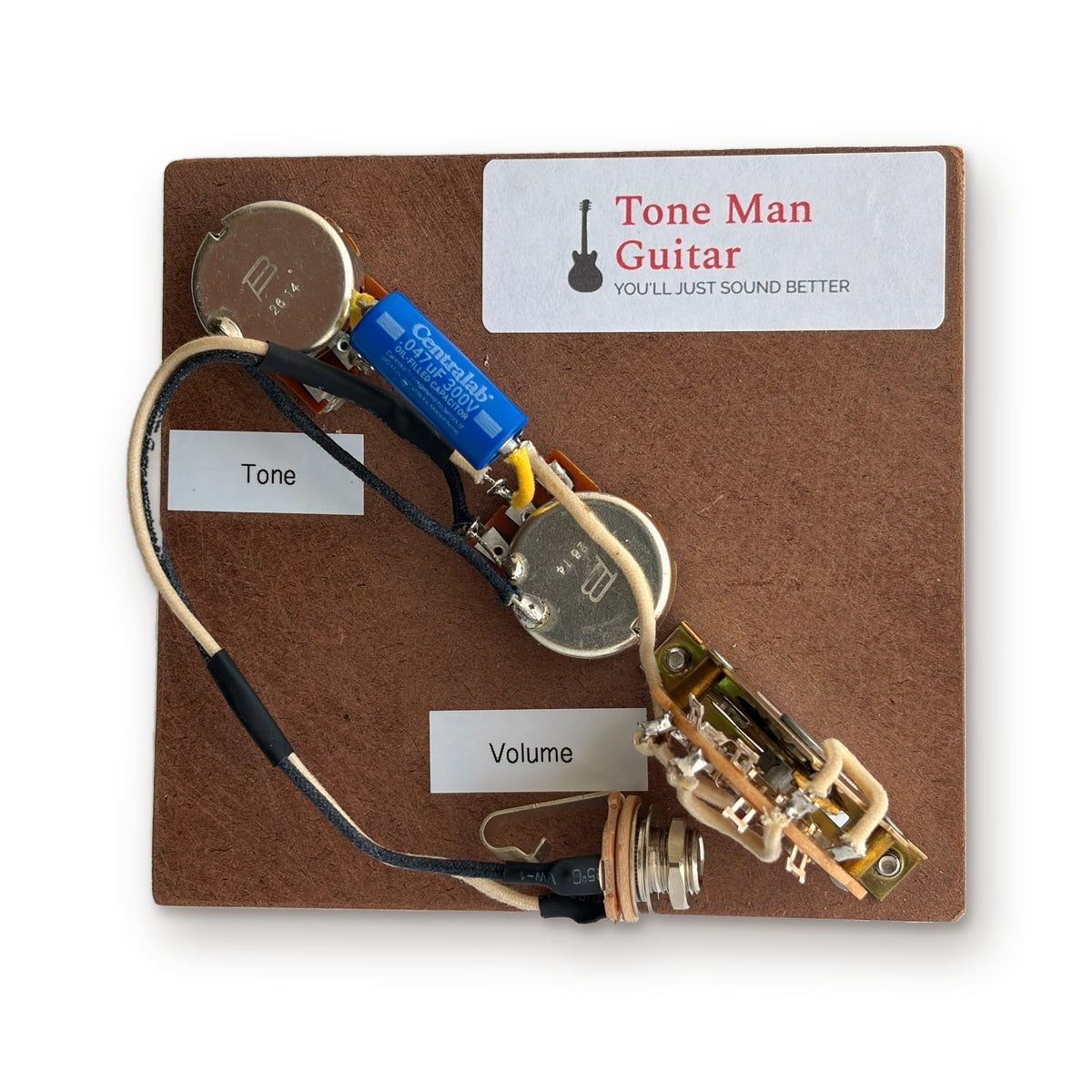 Prewired Telecaster wiring harness with Bourns pots and Oak Grigsby 3-way switch